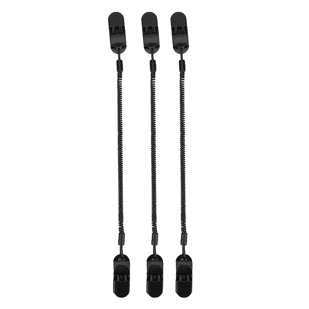 3pcs Black Retainer Hat Clip for Fishing Apparel Holder and Coiled Cord Leash Sailing Hat Clip