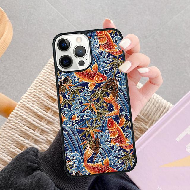 Tattoo Japanese Koi Dragon Wave Phone Case For iPhone 17 Air 13 12 14 15 16  Cover For Apple Pro Max Plus SE Coque