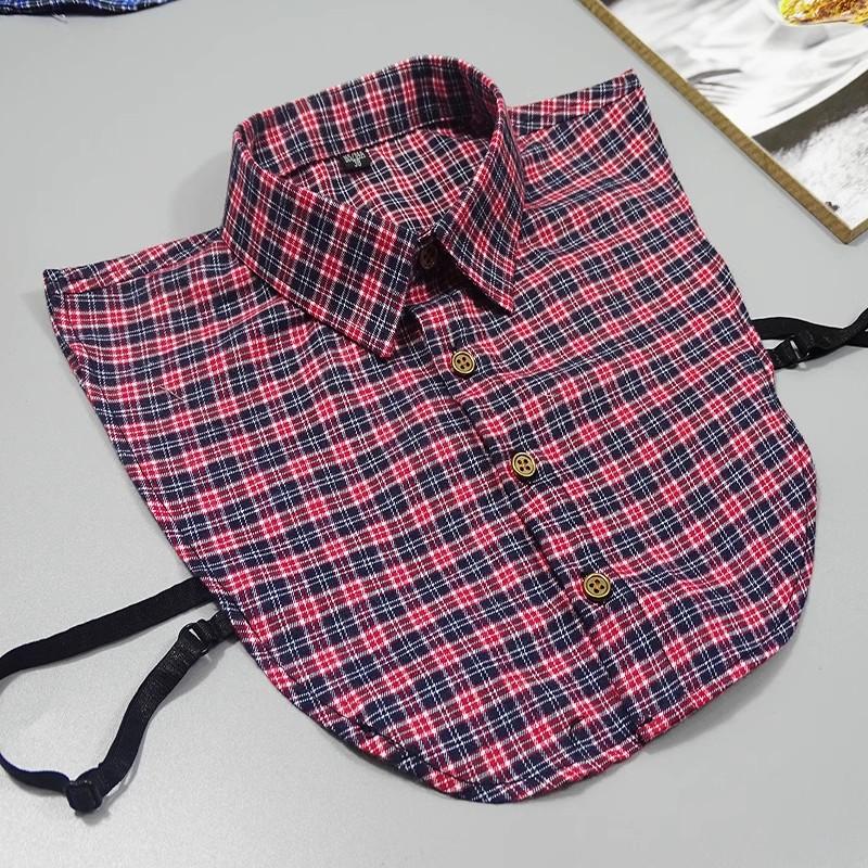 Perfect Match Plaid Fake Collar Shirt Men  Removable False Collar Shirt Fake Collar For Women Men Size 38 To 44 Detachable Nep Kraagie