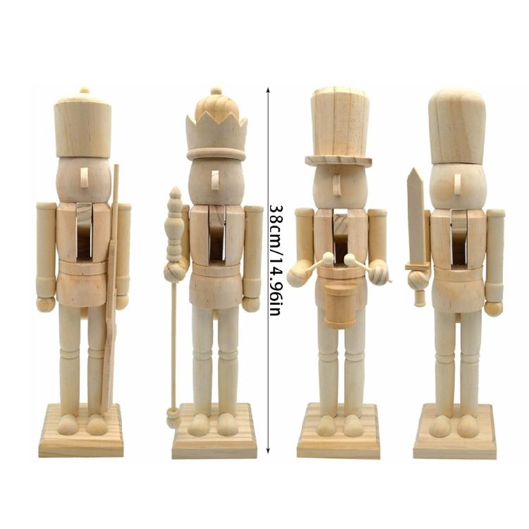 Christmas Unfinished Nutcrackers 38cm Unfinished Wood Nutcrackers Christmas Painting Nutcrackers Figures Decorations