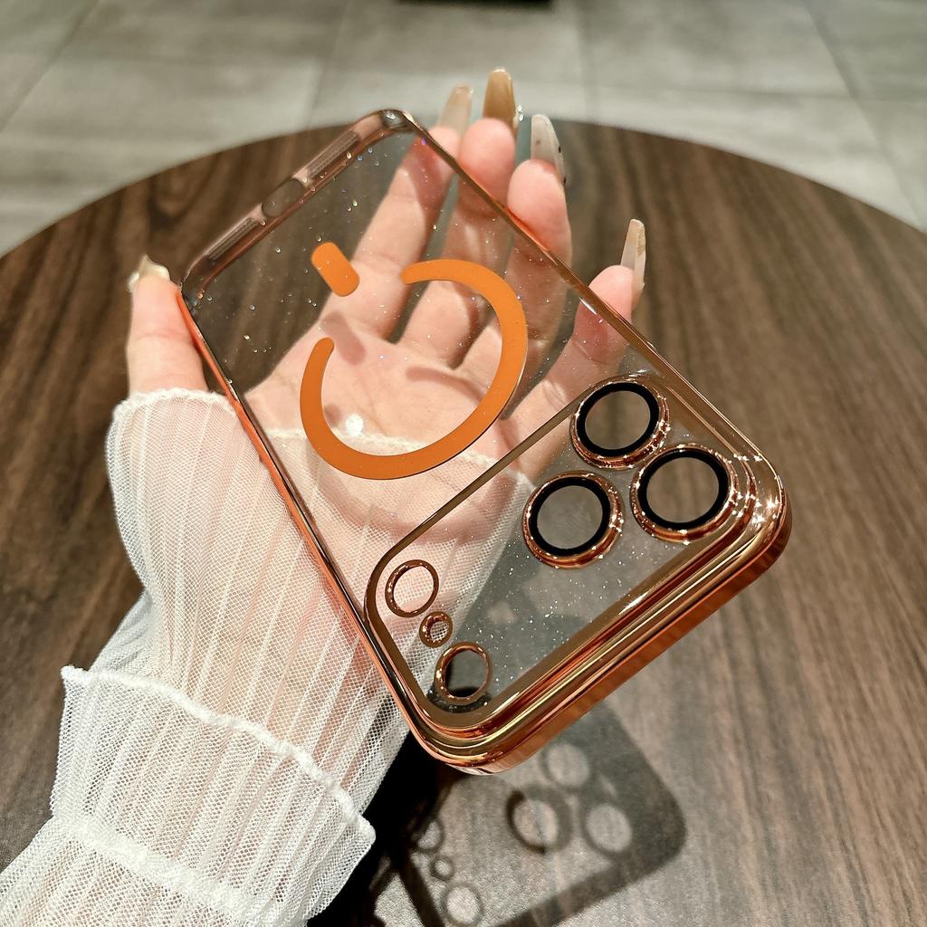 Electroplating PC Glitter for IPhone 17promax Phone Case Magnetic Suction for Apple 16 with Lens Film 15 Protective Cover
