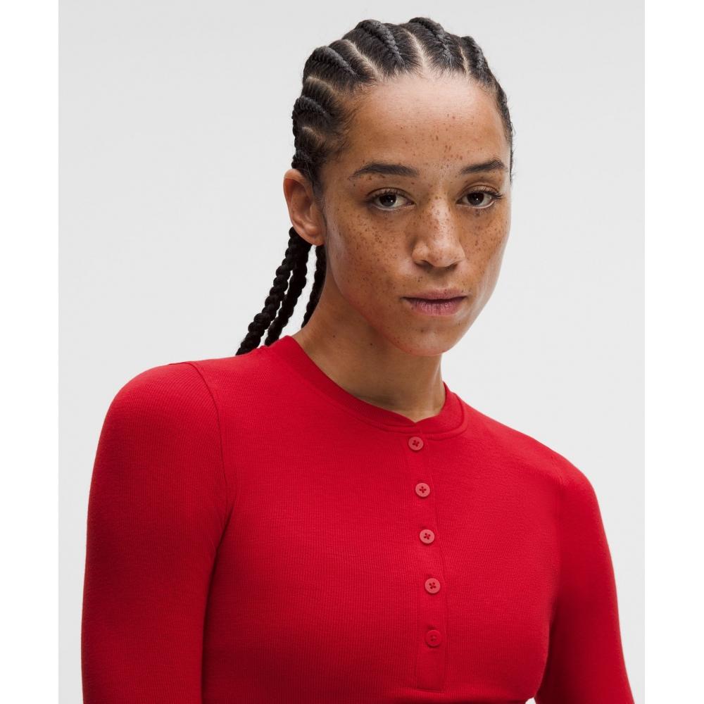 Lululemon Hold Tight Long Sleeve Henley Oxford Red