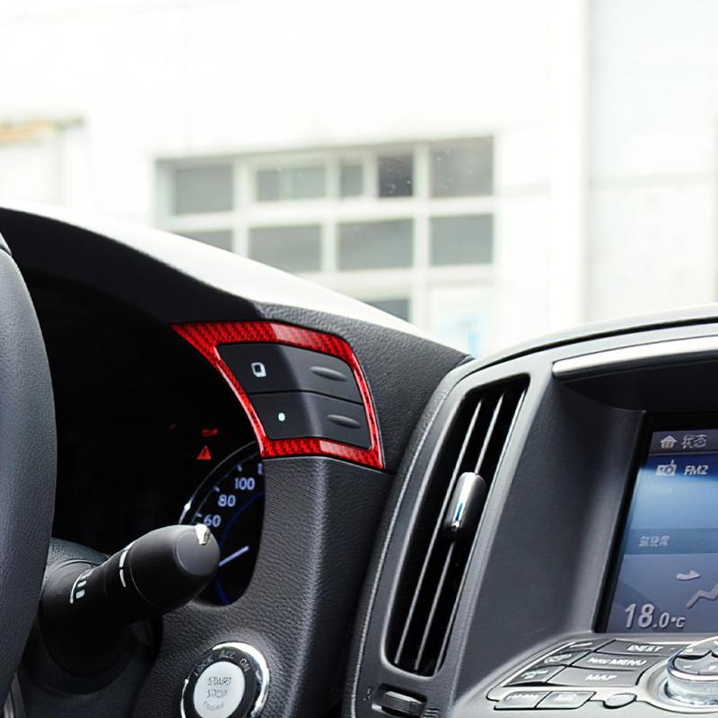 For Infiniti G25 2010-2013 G35 2007 2008 G37 2008-2011 2012 2013 Real Soft Carbon Fiber Car Cruise Control Button Trim Sticker.