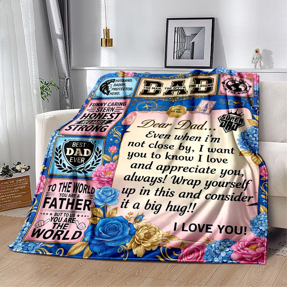 Love Letter To Dad Flannel Blanket-Soft and Suitable for Sofas,Beds,Offices,Travel,All Seasons,Great Gift for Holidays and Birthdays.