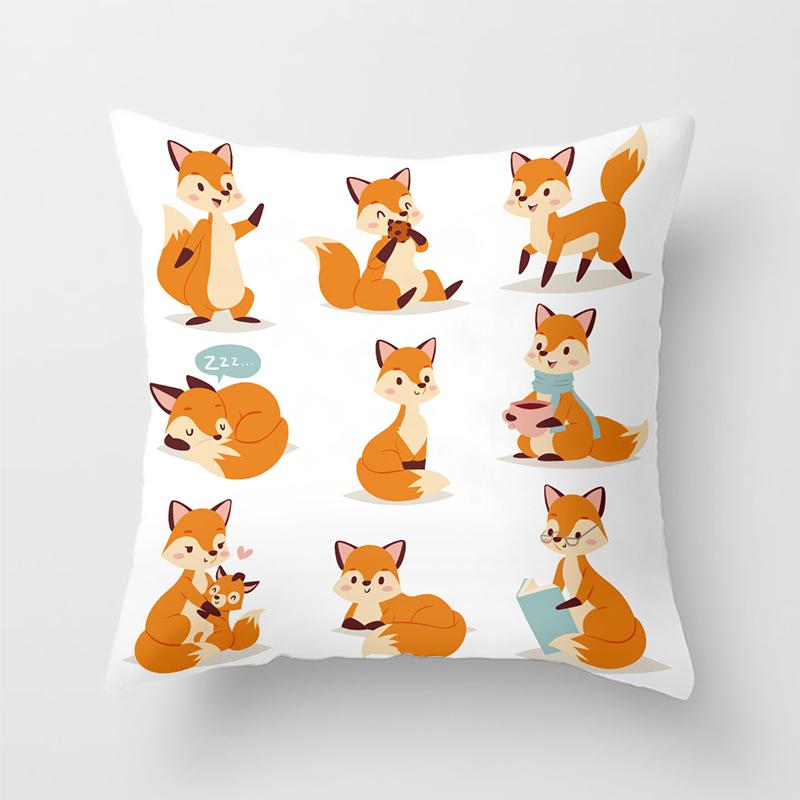 Cartoon Fox Series Animal Car Pillowcase Living Room Sofa Cushion Cover Pillowcase Bedroom Home Exquisite Decoration Pillowcase
