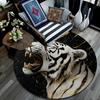 Roaring Tiger Round Area Rug,Carpet Rug for Living Room Bedroom Sofa Playroom Decor,Non-slip Floor Mat
