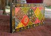 Indian Folk Art Mirror Work Wood Wall Panel: Hand-Painted Ethnic Decor
