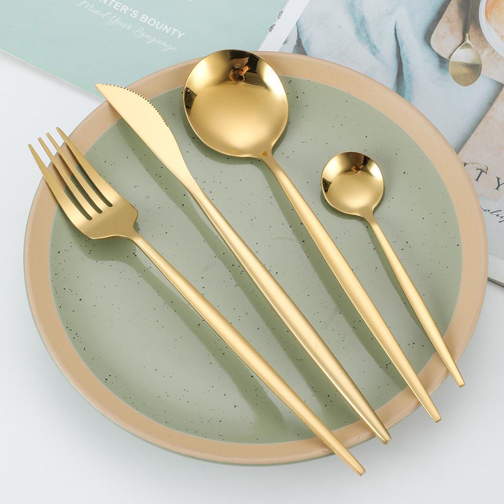 Gold Cutlery Set Stainless Steel Dinnerware Set 30Pcs Knives Forks Coffee Spoons Flatware Set Kitchen Dinner Tableware Set