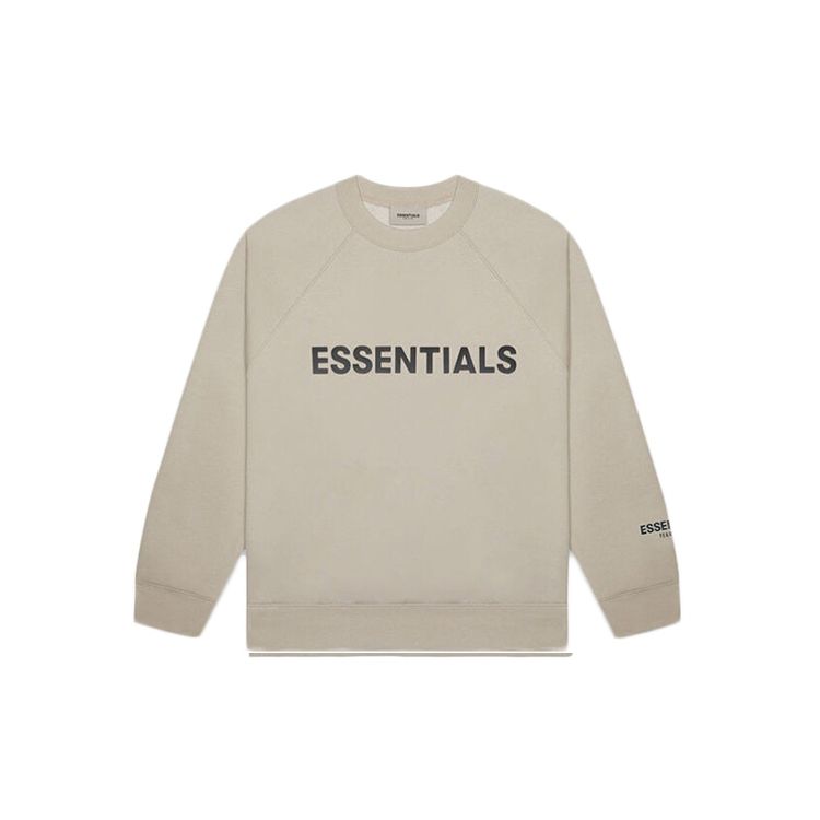 Fear Of God Essentials Tan Letter Print Long Sleeve T-Shirt Unisex Tops Brown FOG-SS20-298