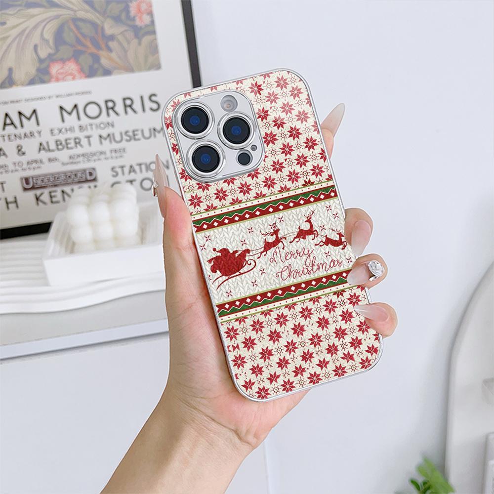 

Чехлы для телефонов Ae112 Merry Christmas art из гальванизированного стекла для Samsung S24 FE S25 Ultra iPhone 16 Pro Xiaomi Redmi OPPO, полная защита объектива, задняя крышка Samsung A70