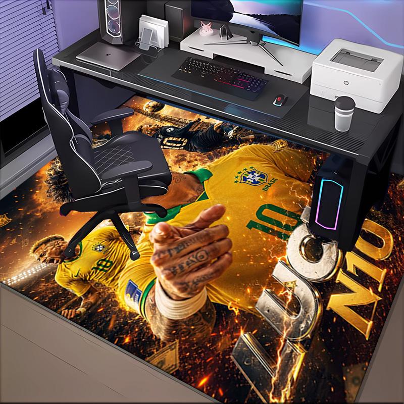 Glücklicher Fußball Neymar Reise Teppich Spiel Teppich, Fußmatte für Schlafzimmer Wohnzimmer Eingangsbereich Teppich, Wohnkultur Idee Geschenk für Weihnachten Geburtstag