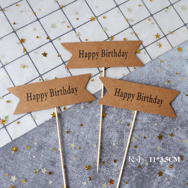 30-Piece Kraft Paper Cake Toppers: Happy Birthday Stars & Hearts