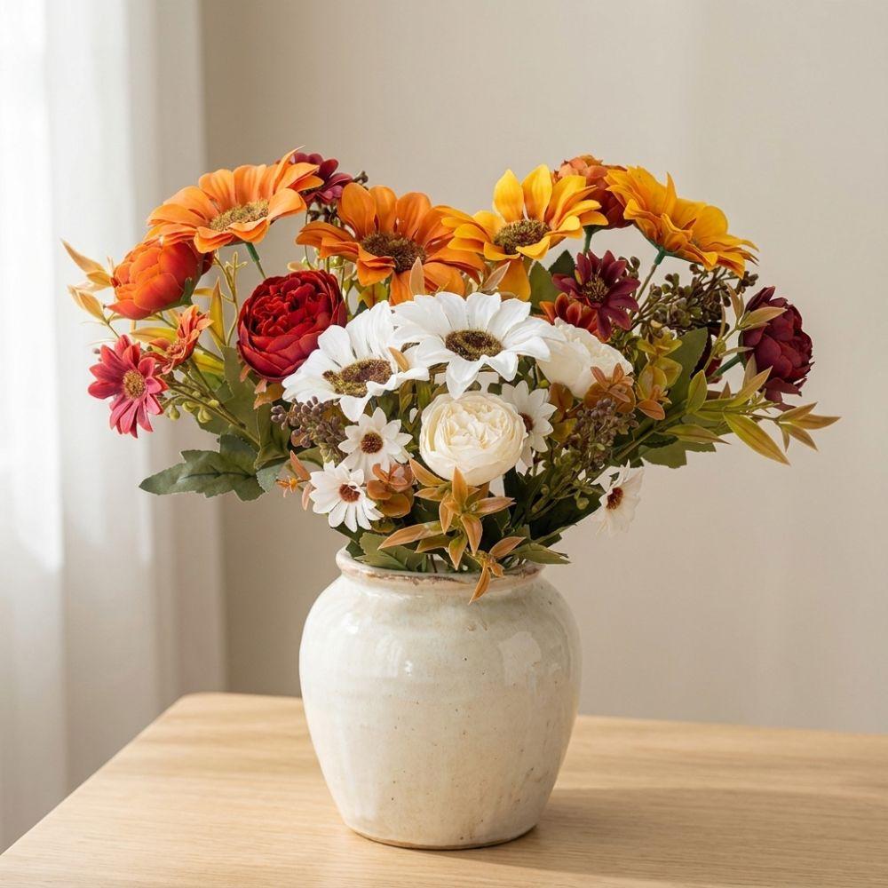 Mixed Floral Autumn Sunflower Peony Bouquet Rustic Fall Sunflower Floral Decor Halloween Decor