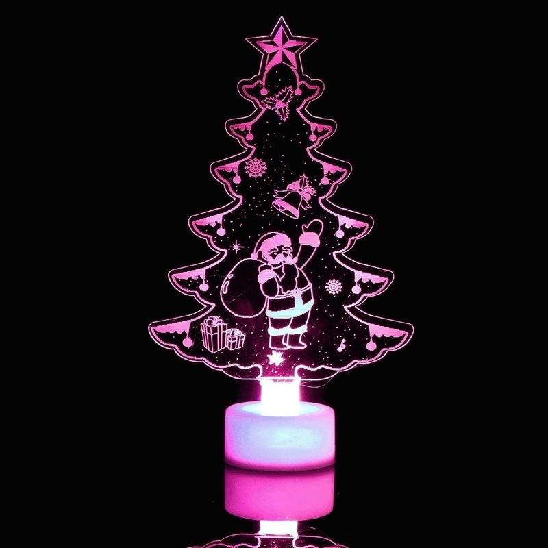 Home Table Party Decor Charm Santa Claus Decorations 1PC Merry Christmas LED Color Changing Mini Xmas Tree