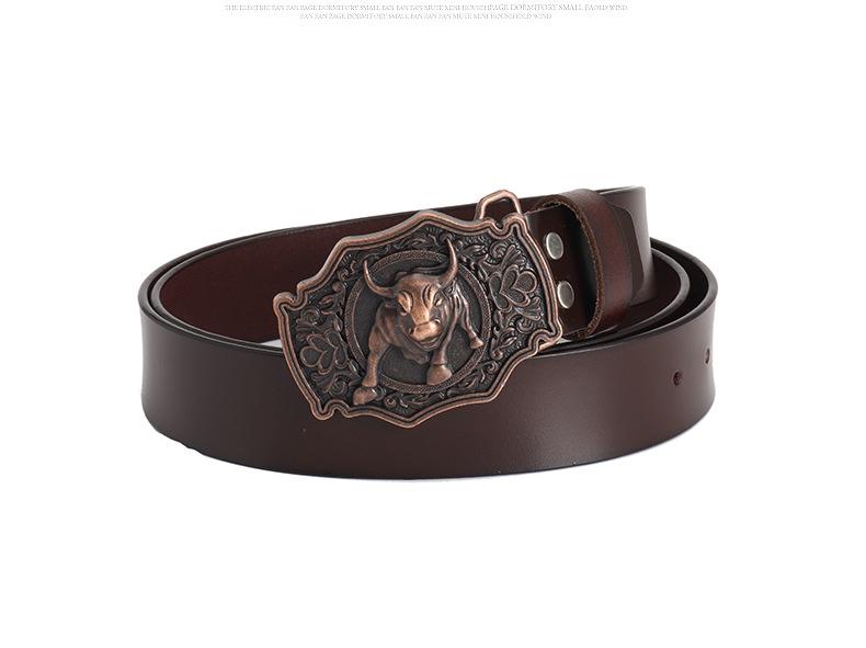Vintage Bull Head Western Cowboy Men's Leather Belt - Personalized and Stylish