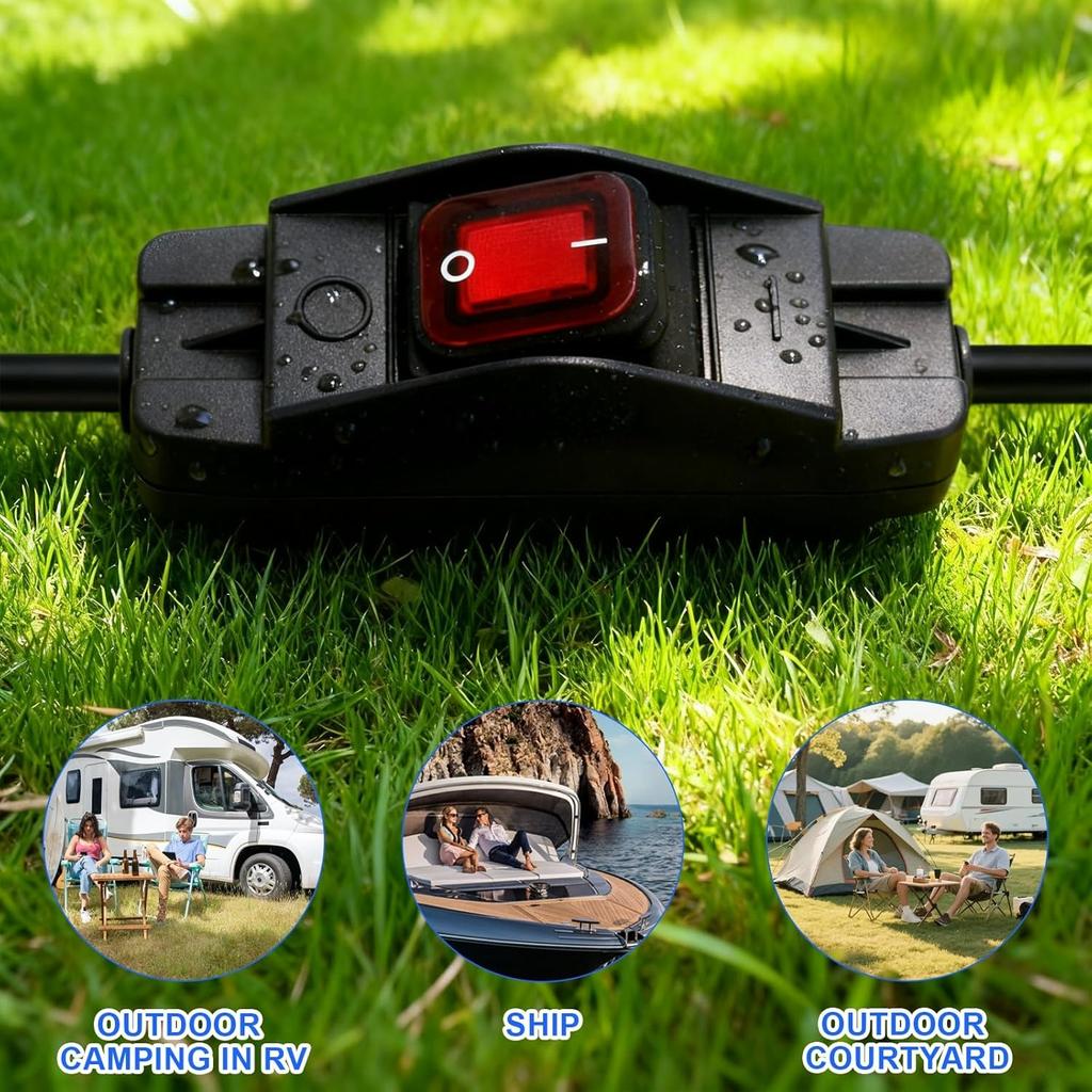 Waterproof Rocker Switch IP66 230V 16A 250V 2-Pole 230V 2-Pole with Red LED Surface Mounted Switch for Outdoor Power Cable and Large Current