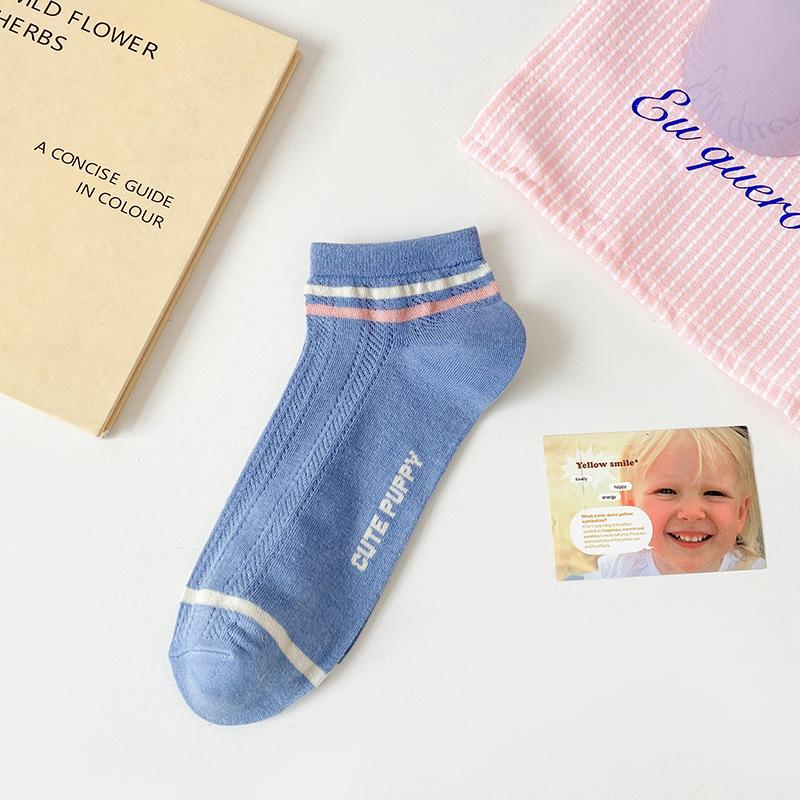 Women's Spring and Summer Short Cotton Socks, Breathable Boat Socks, Sweat-absorbing Net Socks, Summer Thin Girls' Cartoon Short Socks Trend