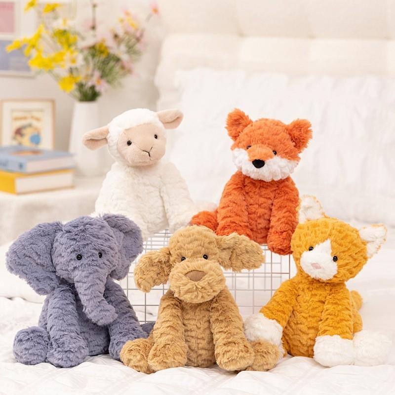 Dog Sheep Cat Elephant Wave Cotton Plush Fox Toy For Collection And Kids Playtime