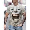 Funny 3D Screaming Face Print Men's T-Shirt Short Sleeve Crew Neck Casual Summer Top Novelty Horror Graphic Tee For Streetwear Fashion