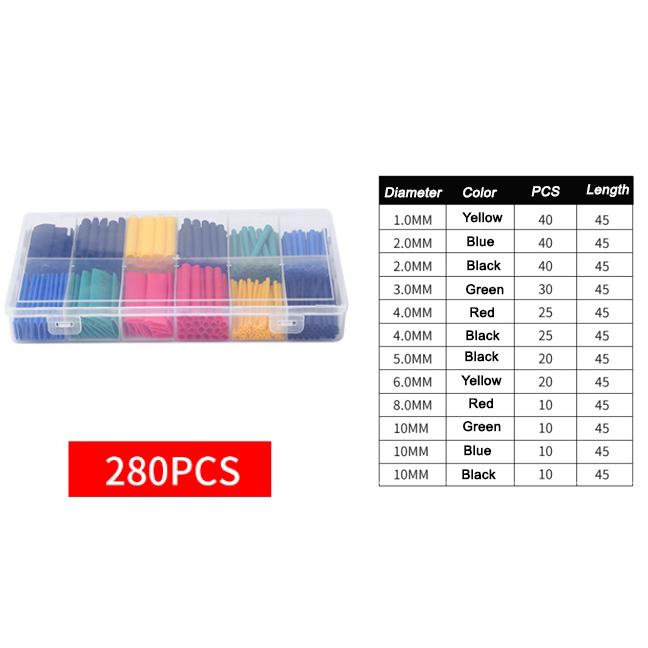 800/530/280/127pcs Insulated Heat Shrink Tubing Colorful Heat Shrinkable Tubing Boxed DIY Kit Heat Shrinkable Waterproof Tubing