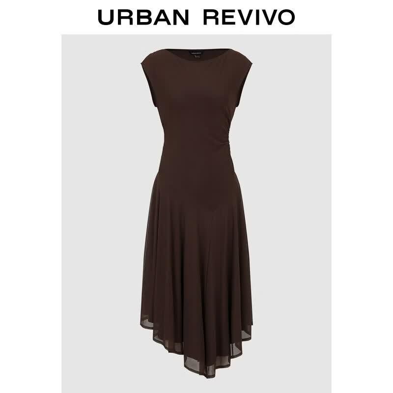 UR2026 Women s Irregular Pleated A-Line Dress XL
