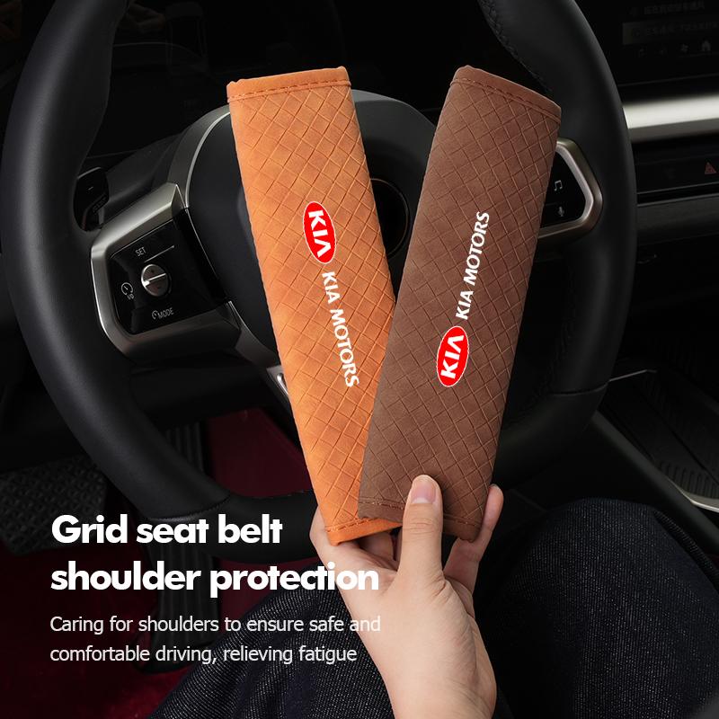 CNR2 For KIA Leather Car Seat Belt Shoulder Pad Shoulder Strap Protection Pad Sorento Stinger Soul Spectra Niro Cadenza Sephia