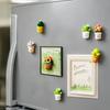 6/12Pcs Cartoon Potted Plants Refrigerator Magnet 3D Resin Succulents Fridge Magnet Memo Notes Photo Holder Home Kitchen Office Decoration