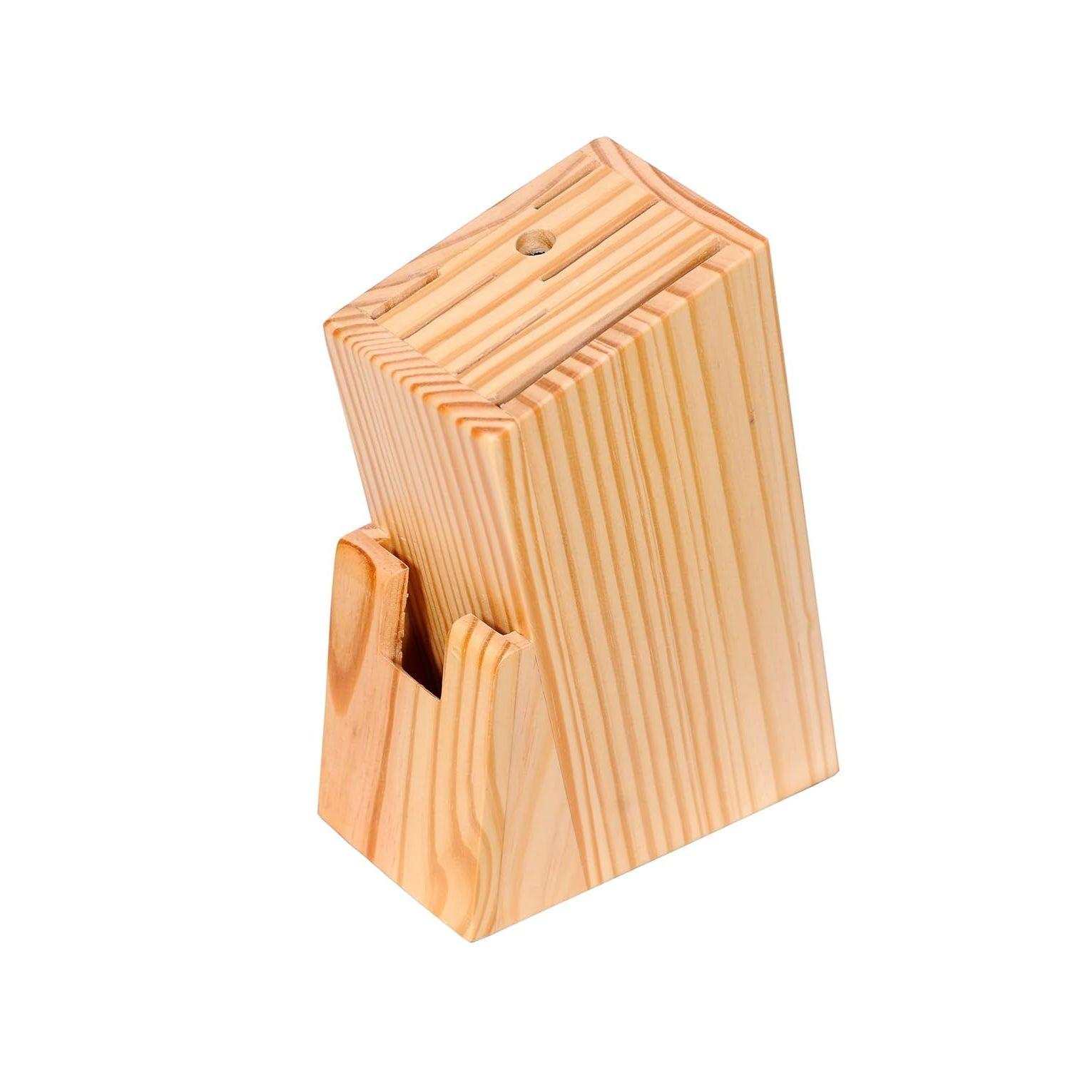 

Деревянная подставка-держатель для ножей с 6 универсальными слотами для ножей, по 1 слоту для мусата и ножниц - Подставка-держатель для кухонных ножей (Сосновый лес)