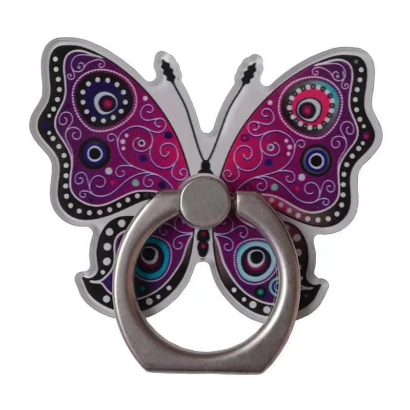 

New Design 1 Piece Acrylic Mobile Phone Holder Ring Vintage Style Butterfly Adhesive Finger Ring Holder Tablet Support Grip