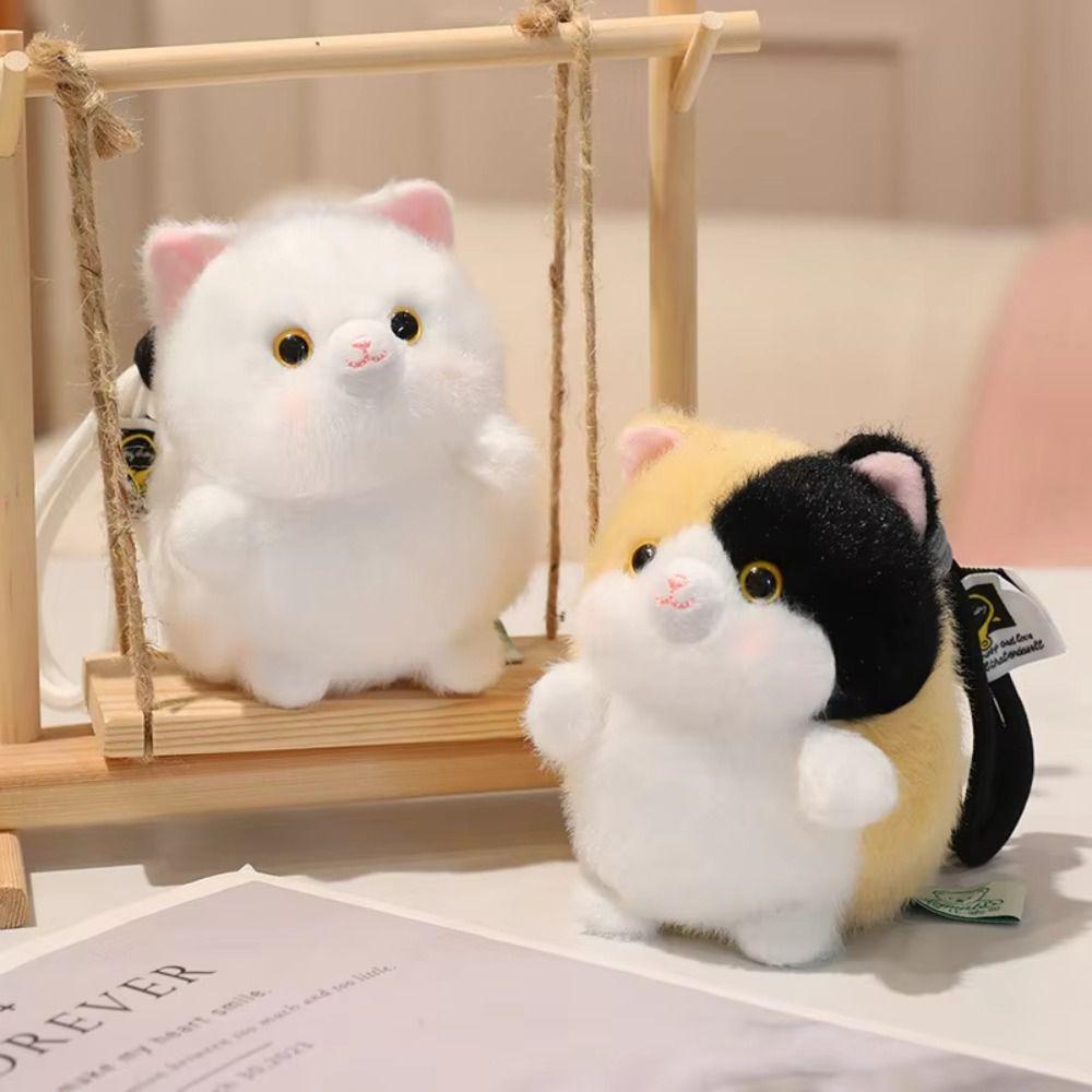 Soft Material Cat Plush Keychain Chubby Design Plush Cat Keychain Cat Plush Pendant Backpack Decor