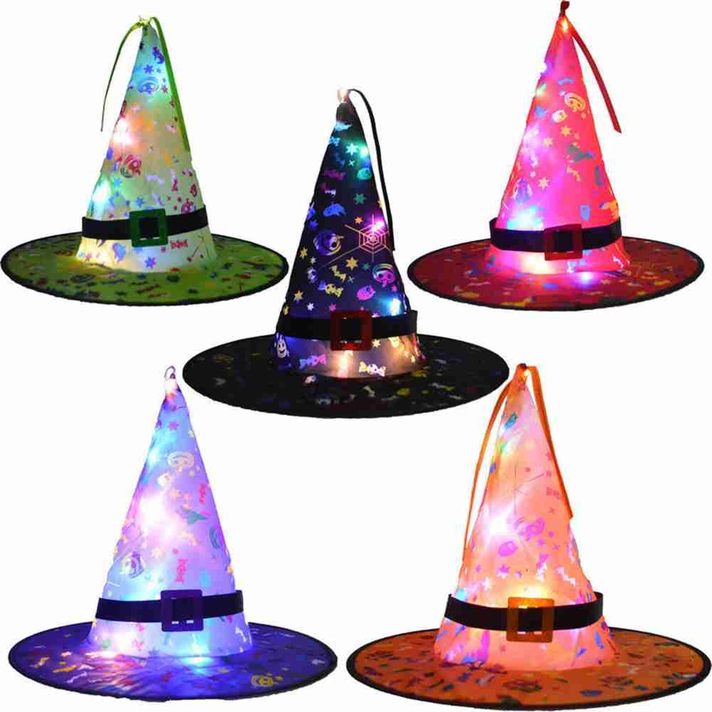 

Outdoor Indoor Funny Hanging Ornament Lighted Witch Hats Party Supplies Wicked Witch Lighted
