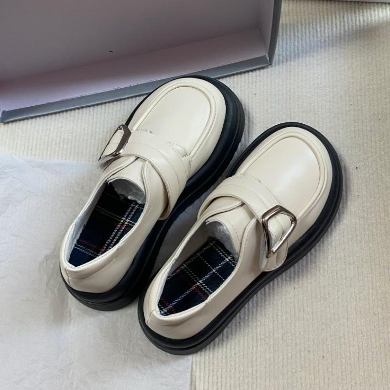 Shenlin Black Big Head Thick Sole Showing Long Legs Small Leather Shoes Women'S British College Style Sweet Cool Loafers