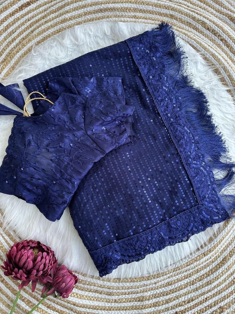 Lansare Nouă Saree Greu de Designer din Georgette