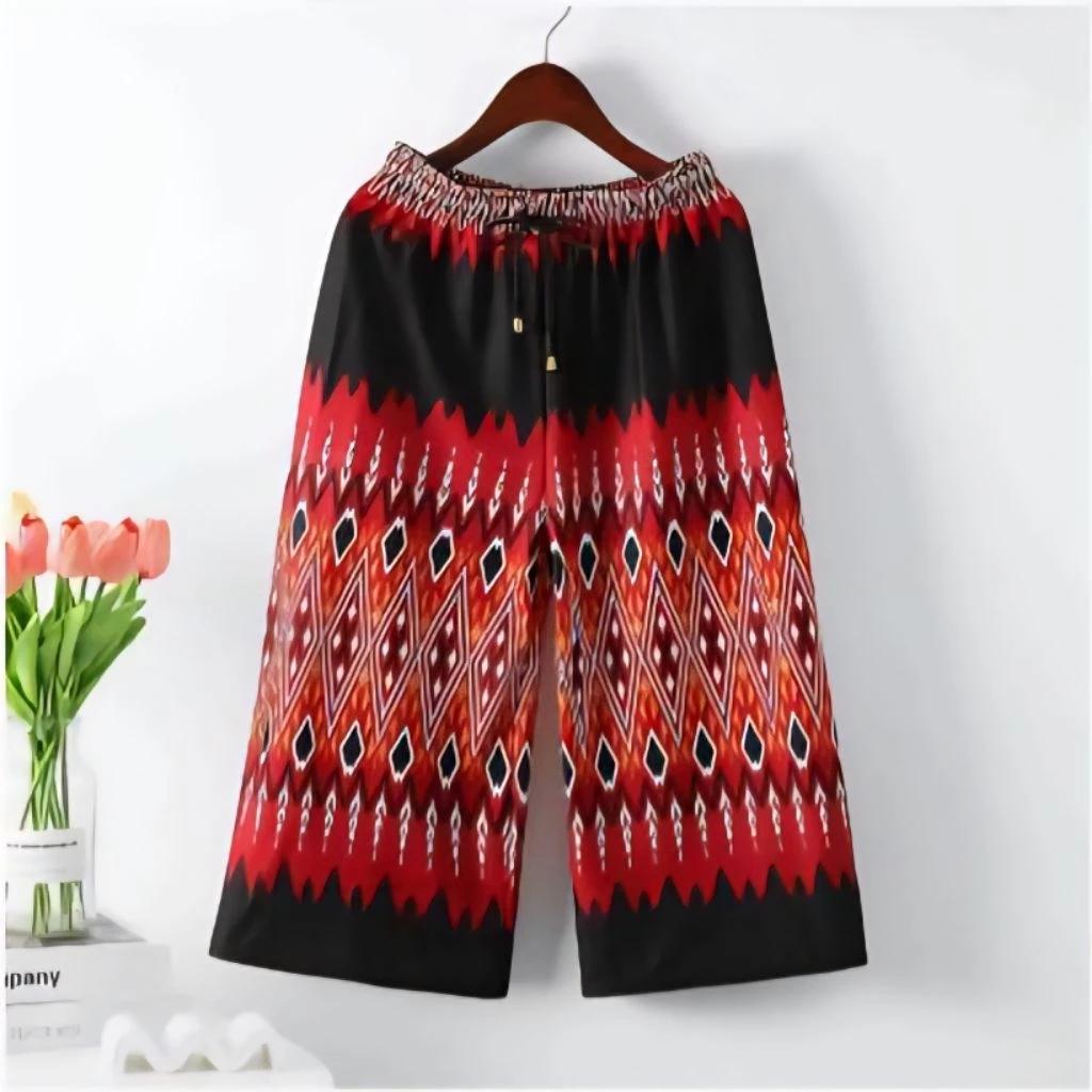 Long Loose Leg Elephant Pants Adjustable Elastic Waistband Strap Women Men Unisex Print Thailand Casual Streetwear Beach Summer Bohemian Retro Vintage