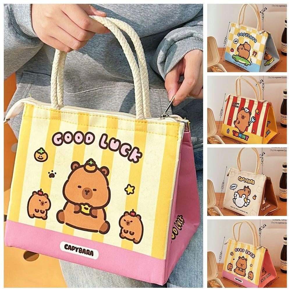 

Large Capacity Cartoon Capybara Lunch Bag Cartoon Small Tote Bag Cosmetic Bag Style A
