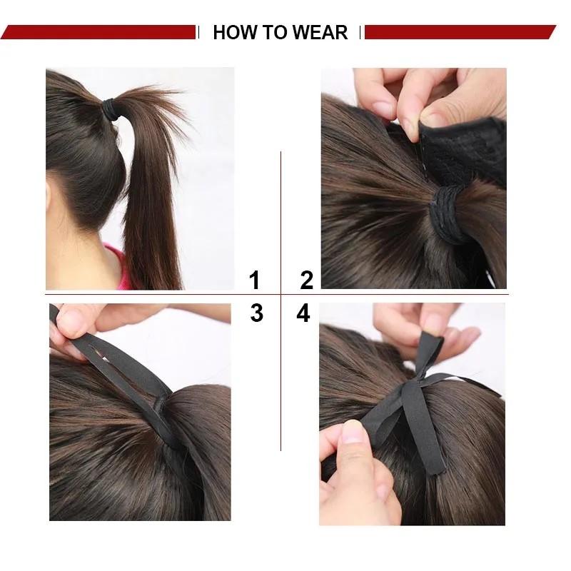 Ponytail Long Kinky Curly Hair Ribbon Ponytail Extension Rainbow Colorful Ombre Color Ponytails