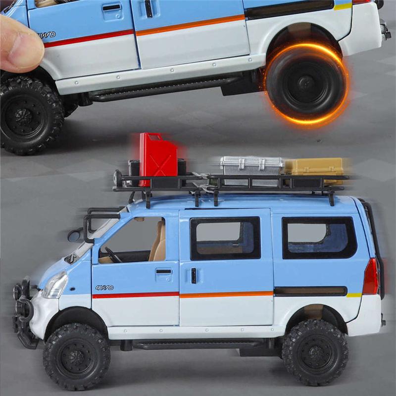 Wuling Offroad-Version LKW-Modell im Maßstab 1:24 aus Metallguss, modifiziertes Geländefahrzeug mit Sound und Licht, Geschenk für Kinder