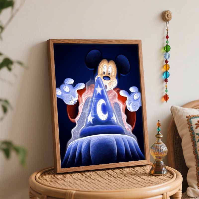Disney oil painting Fantasia Sorcerer Mickey handmade diy art painting home decoration