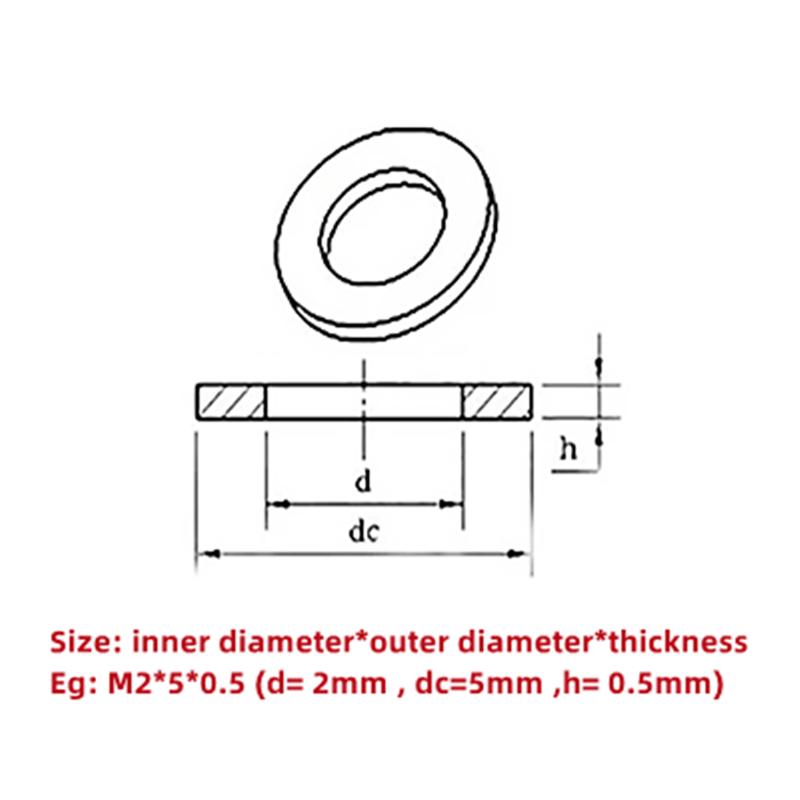 M2 M3 M4 M5 M6 M8 M10 M12 M14 M16 M18 M20 M22 M24 316 A4 Stainless Steel Flat Washer Plain Gasket Rings Pad Thickness 0.5-4mm