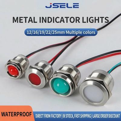 12/16/19/22mm Dual Tri Color Waterproof Metal LED Signal Indicator Light Industrial Panel Mount Pilot Lamp with Wire