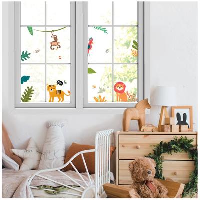[A2898] - Multicolored 'Jungle' Window Stickers - 40x30 Cm (2 Rooms)