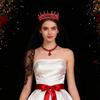 European and American Wedding Dresses Bridal Headwear Crown Evening Performance Party Hair Accessories Elegant Red Rhinestone Crown Accessories