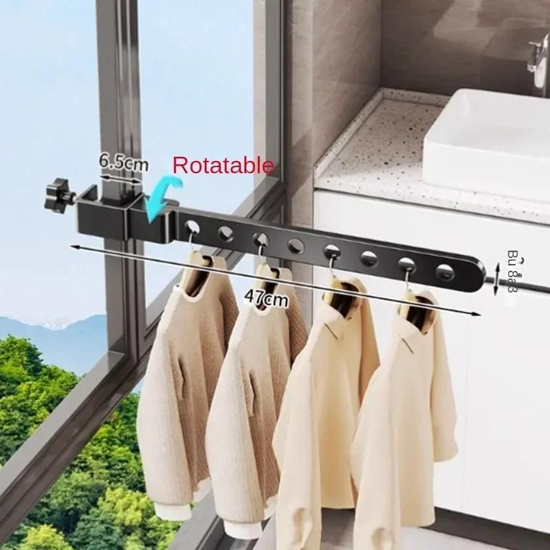 Foldable Rotatable Black Clothes Rack Clothes Hangers Wall Mounted Hanger Drying Rack SpaceSaving Aluminum Clothes Organization