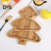 Christmas Snack Tray Bamboo Serving Plate Decorative Platter Nuts Display Desktop Food Tray Modern Home Fruit Bowl Christmas Tree Shape Party Snacks