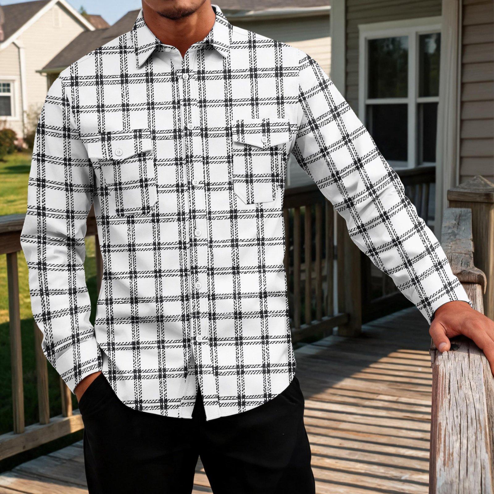 Herren Basis Langarmshirt mit zwei Taschen XXL weiß