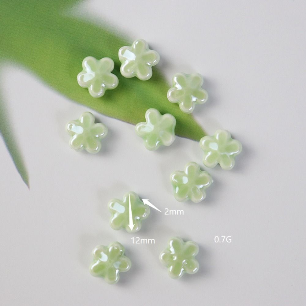 10pcs Handmade Craft Five-petaled Flower Bead Ceramic Fresh Color Ceramic Spacer Loose Beads DIY Accessories 3D