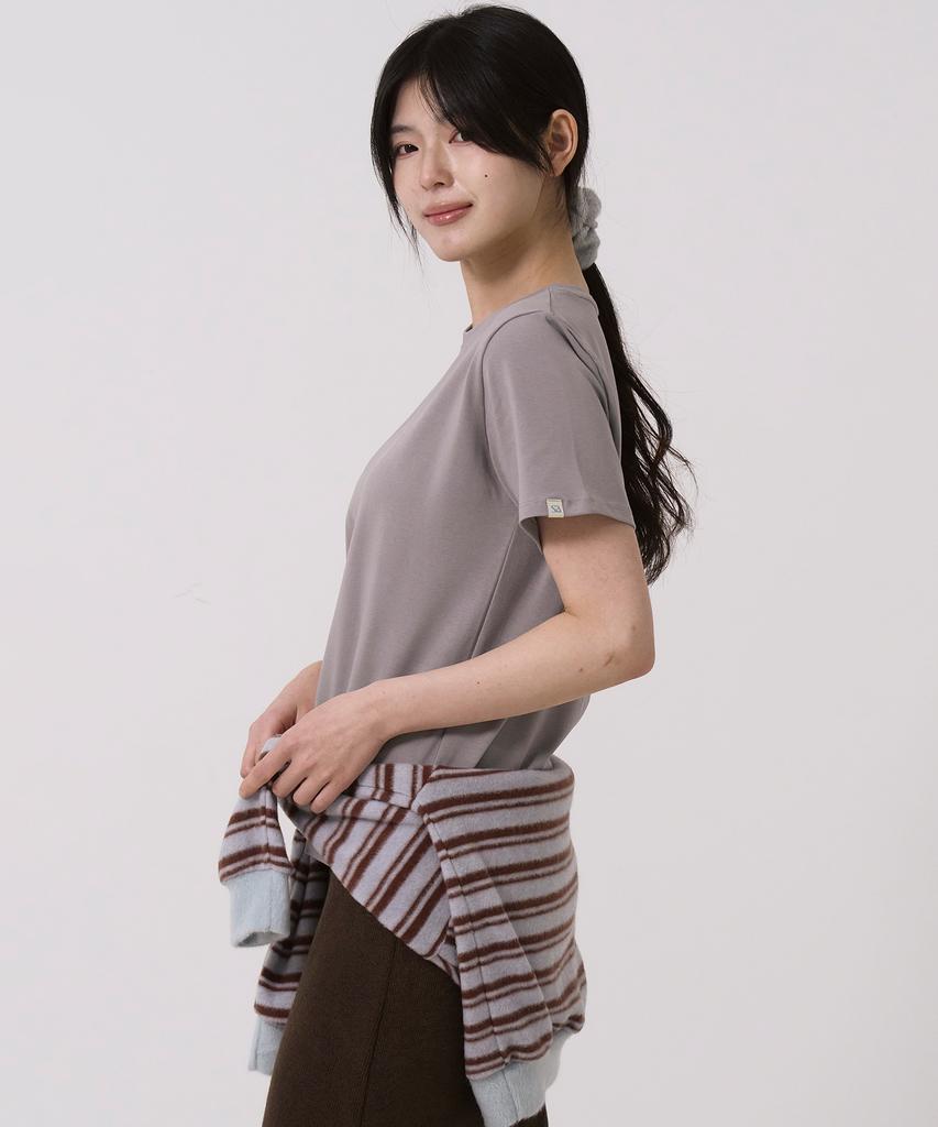 Sayu Basic Tension Short Sleeve T-Shirt Gray
