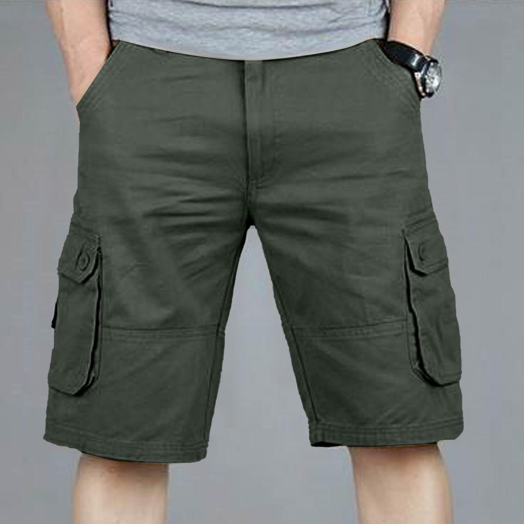 Men's OutdoorLoose Casual Pants Multi-Pocket Solid Color Cargo Shorts