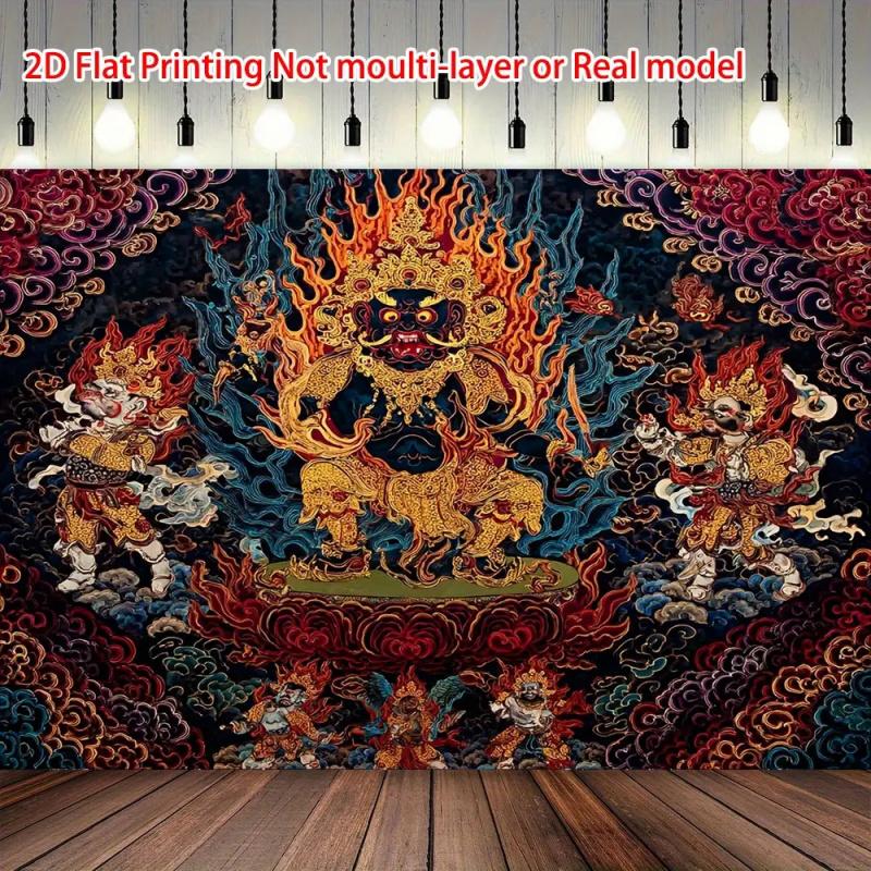 VIKAMA Tibetan Tangka Tapestry Diamond Protector Buddha Statue Buddha Hall Tea Room Zen Living Room Room Decoration