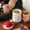 Luxury Christmas Mug Santa Ceramic Cup Bow Handle Creative Coffee Cup Cartoon Christmas